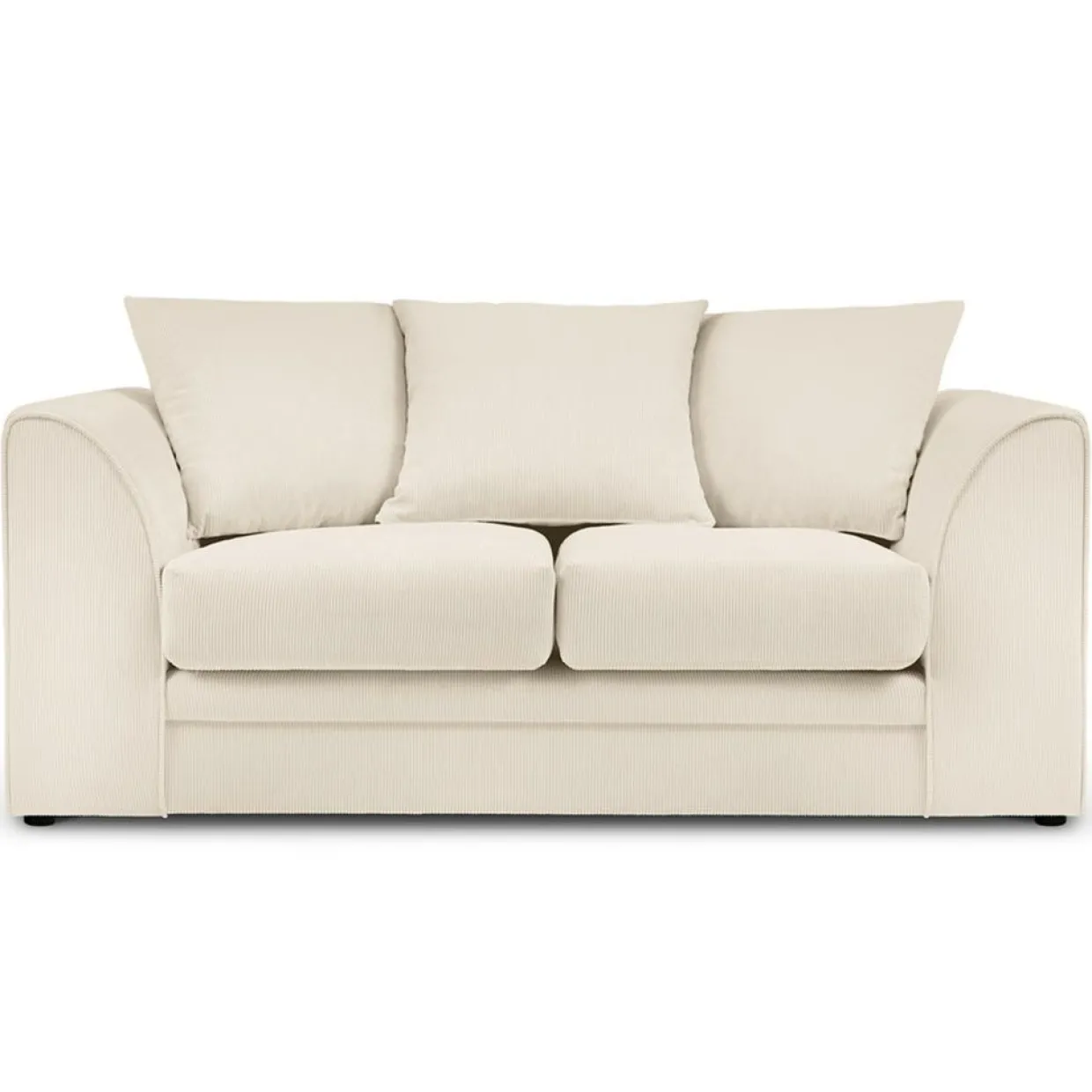 Canapé Quince Velours côtelé 2 Places beige clair - 150x92x80 cm-Mazzini Sofas Outlet