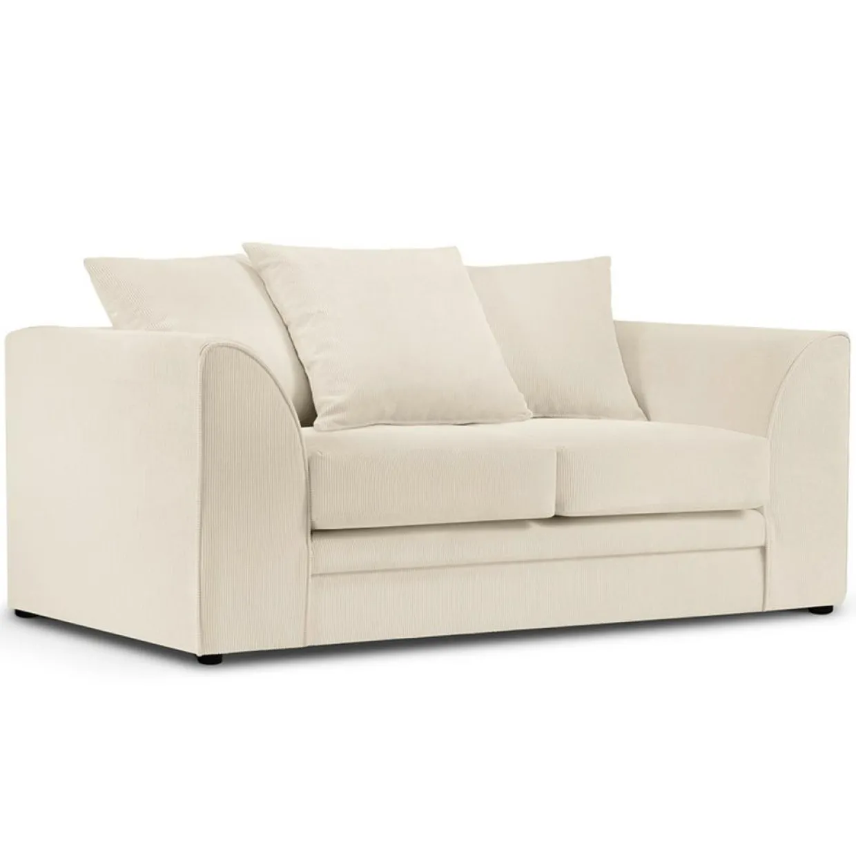 Canapé Quince Velours côtelé 2 Places beige clair - 150x92x80 cm-Mazzini Sofas Outlet