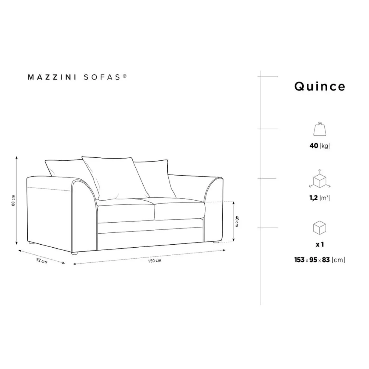 Canapé Quince Velours côtelé 2 Places beige clair - 150x92x80 cm-Mazzini Sofas Outlet
