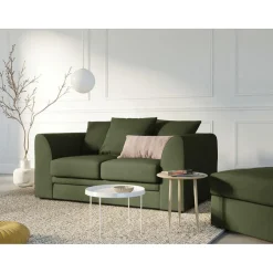 Canapé Quince Velours côtelé 2 Places vert - 150x92x80 cm-Mazzini Sofas Sale