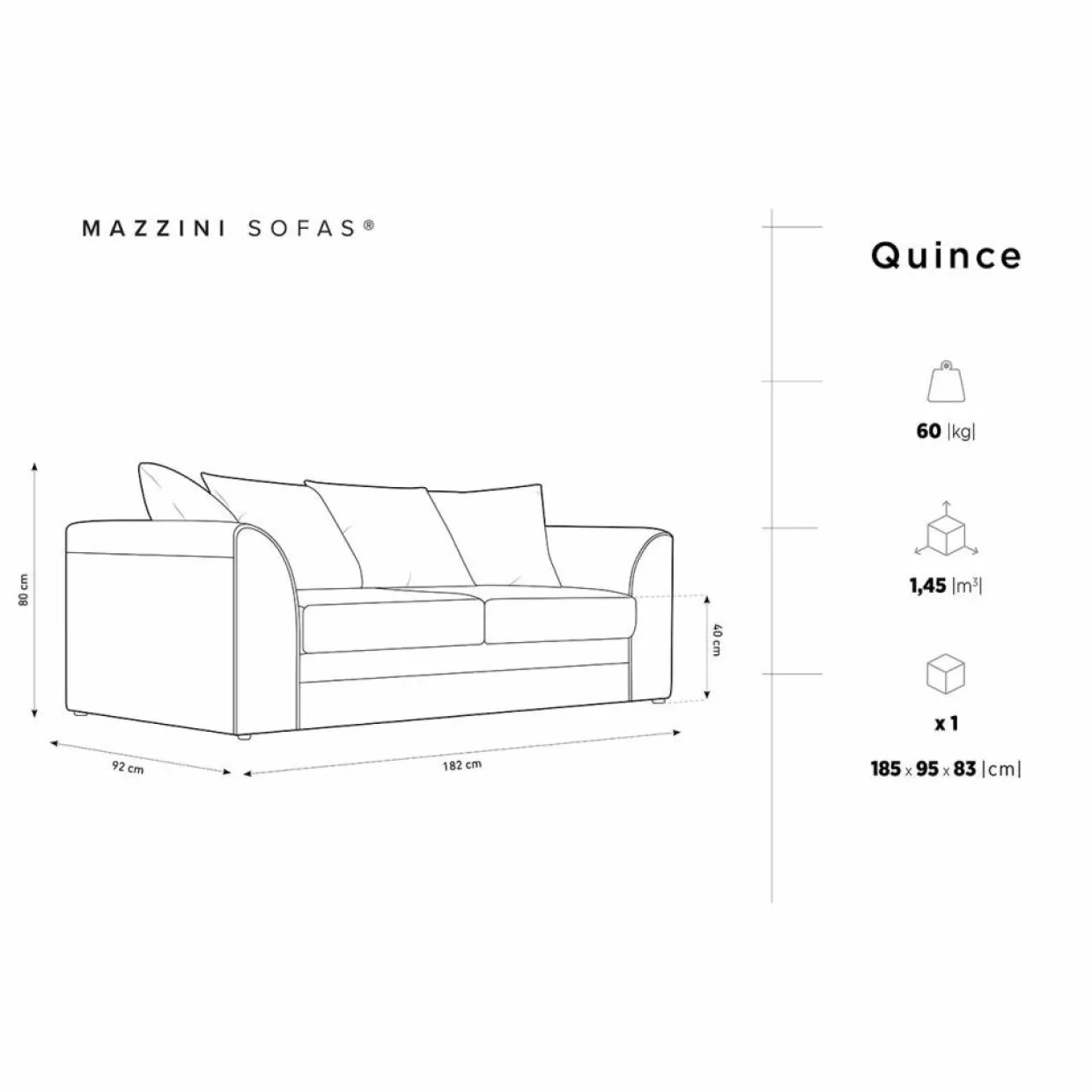 Mazzini Sofas Canapés^Canapé Quince Velours côtelé 3 Places vert - 182x92x80 cm