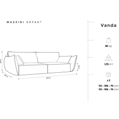Mazzini Sofas Canapés^Canapé Vanda 3 Places bleu roi - 208x100x85 cm