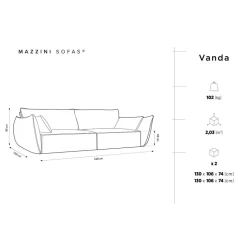 Canapé Vanda 4 Places gris foncé - 248x100x85 cm-Mazzini Sofas Hot