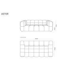 Canapé Velours Aster 3 Places ivoire - 214x102x75 cm-Mazzini Sofas Clearance