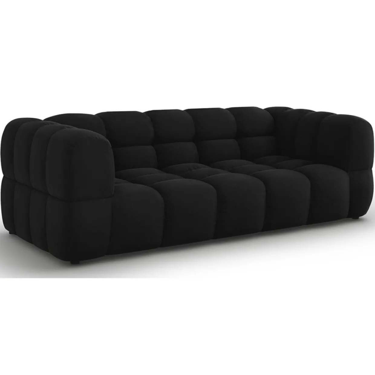 Canapé Velours Aster 3 Places noir - 214x102x75 cm-Mazzini Sofas Clearance