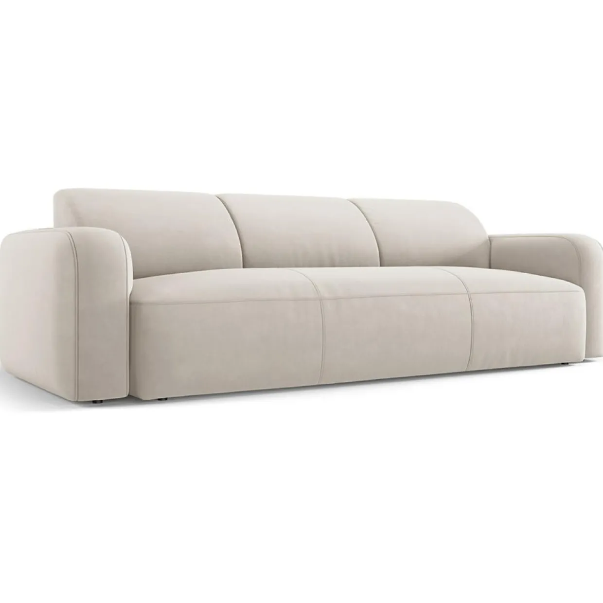 Canapé Velours Jasmin 3 Places beige - 235x95x72 cm-Mazzini Sofas Clearance