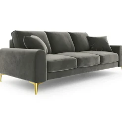Canapé Velours Madara gris - 237x102x90 cm-Mazzini Sofas New