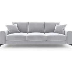 Canapé Velours Madara gris clair - 222x102x90 cm-Mazzini Sofas Online