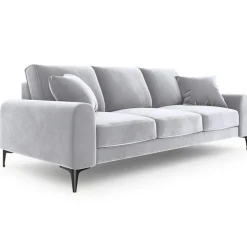 Canapé Velours Madara gris clair - 222x102x90 cm-Mazzini Sofas Online