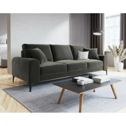 Canapé Velours Madara gris foncé - 222x102x90 cm-Mazzini Sofas Outlet