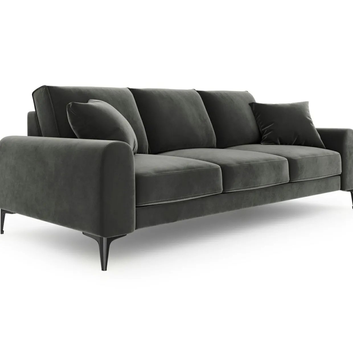 Canapé Velours Madara gris foncé - 222x102x90 cm-Mazzini Sofas Outlet