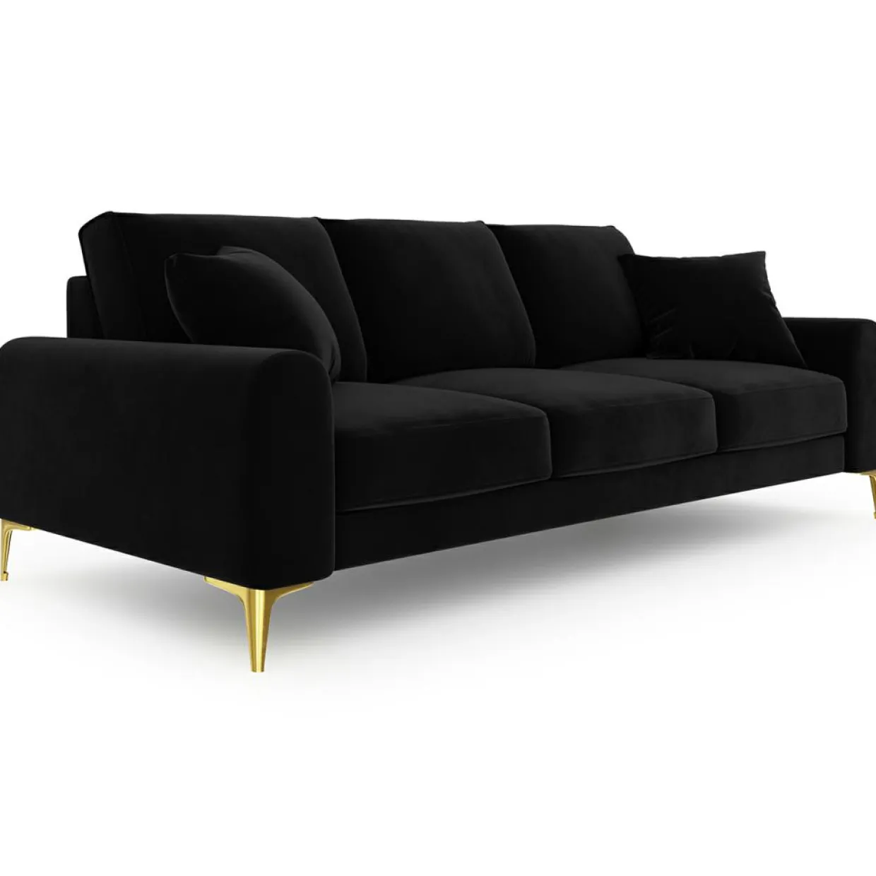 Canapé Velours Madara noir - 222x102x90 cm-Mazzini Sofas Best