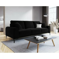 Mazzini Sofas Canapés^Canapé Velours Madara noir - 222x102x90 cm