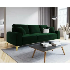 Canapé Velours Madara vert bouteille - 237x102x90 cm-Mazzini Sofas New