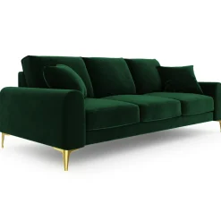 Canapé Velours Madara vert bouteille - 237x102x90 cm-Mazzini Sofas New