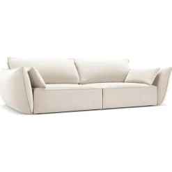 Mazzini Sofas Canapés^Canapé Velours Vanda 3 Places beige clair - 208x100x85 cm