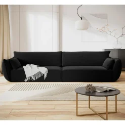Mazzini Sofas Canapés^Canapé Velours Vanda 4 Places noir - 248x100x85 cm