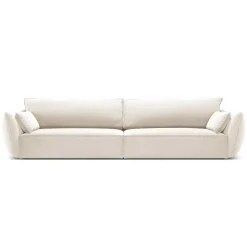 Canapé Velours Vanda 4 Places beige clair - 248x100x85 cm-Mazzini Sofas Discount