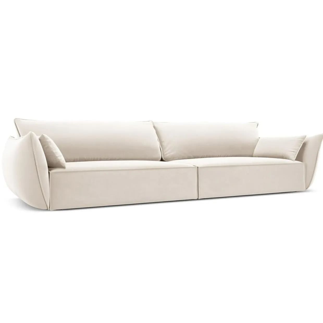 Canapé Velours Vanda 4 Places beige clair - 248x100x85 cm-Mazzini Sofas Discount