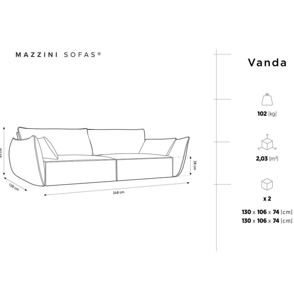 Canapé Velours Vanda 4 Places beige clair - 248x100x85 cm-Mazzini Sofas Discount