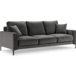 Canapé Velours Venus 3 Places gris - 220x92x90 cm-Mazzini Sofas Hot