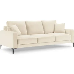 Canapé Velours Venus 3 Places beige clair - 220x92x90 cm-Mazzini Sofas