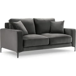 Canapé Velours Venus 2 Places gris - 158x92x90 cm-Mazzini Sofas New