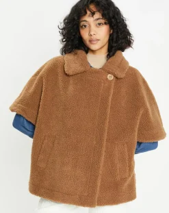 Cape en Fausse Fourrure marron-Lou Andrea Clearance
