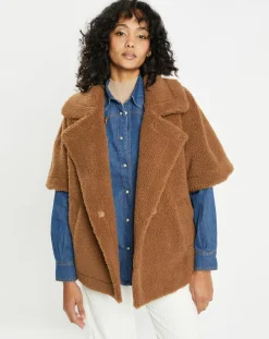 Cape en Fausse Fourrure marron-Lou Andrea Clearance