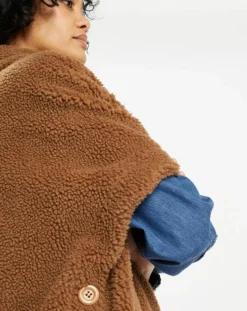 Cape en Fausse Fourrure marron-Lou Andrea Clearance