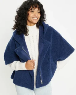 Femme Lou Andrea Vestes, Blousons^Cape en Fausse Fourrure Td02 Mont indigo