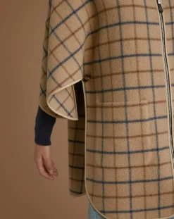 Cape en Laine mélangée à carreaux beige moyen-Cyrillus Best