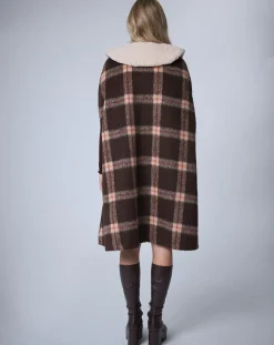 Cape en Laine mélangée Pilou Tartan unique-Manoush Sale
