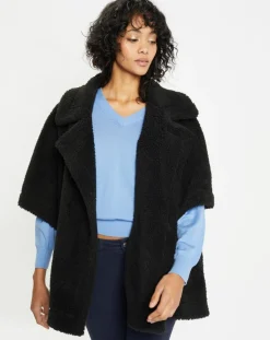 Cape réversible en Fausse Fourrure Mont noire-Lou Andrea Outlet