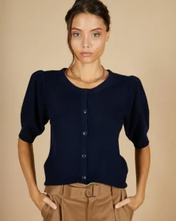 Cardigan 100% Cachemire Claire manches ballon nuit-Cashmere Tribu Online