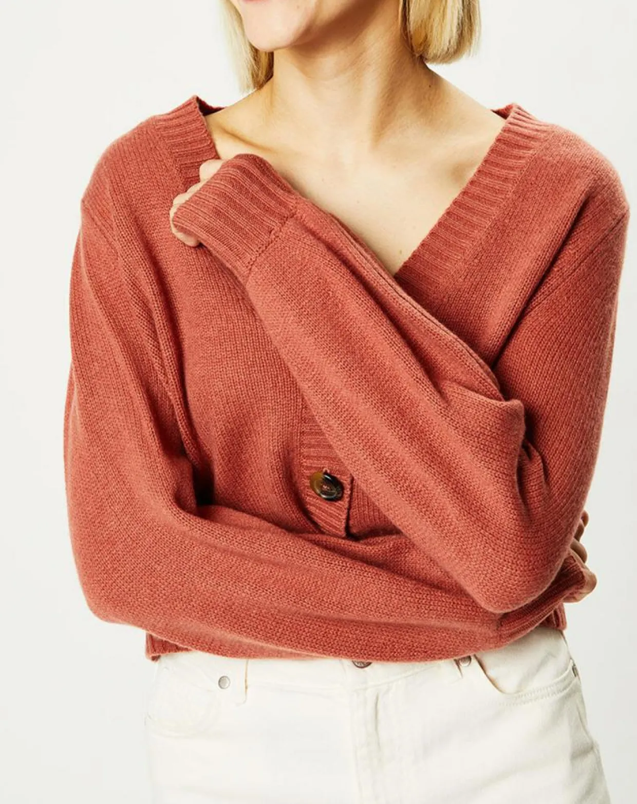 Cardigan 100% Cachemire Dimitri col V vieux rose-Galeries Lafayette Online
