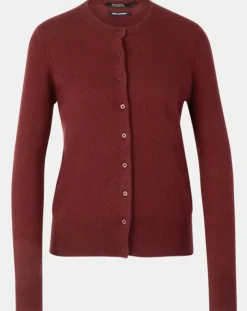 Cardigan 100% Cachemire Yacao col rond rouge foncé-Galeries Lafayette Sale