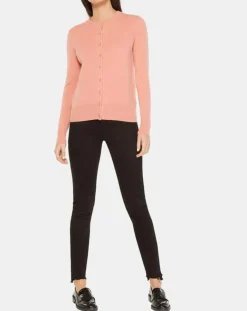 Cardigan 100% Cachemire Yacao col rond rose saumon-Galeries Lafayette