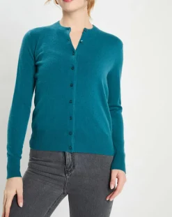Femme Galeries Lafayette Gilets Et Cardigans^Cardigan 100% Cachemire Zacao col rond bleu/vert