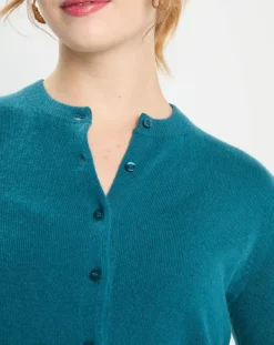 Femme Galeries Lafayette Gilets Et Cardigans^Cardigan 100% Cachemire Zacao col rond bleu/vert