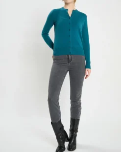Femme Galeries Lafayette Gilets Et Cardigans^Cardigan 100% Cachemire Zacao col rond bleu/vert