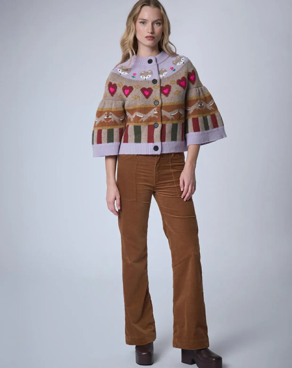 Cardigan 100% Laine Fox Farm unique-Manoush Online