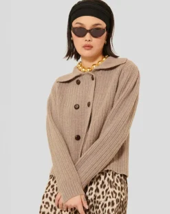 Cardigan 100% Laine Goldie noisette-Tara Jarmon Hot