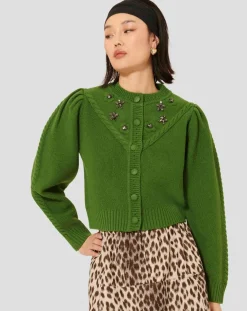 Cardigan 100% Laine Gustave cactus-Tara Jarmon
