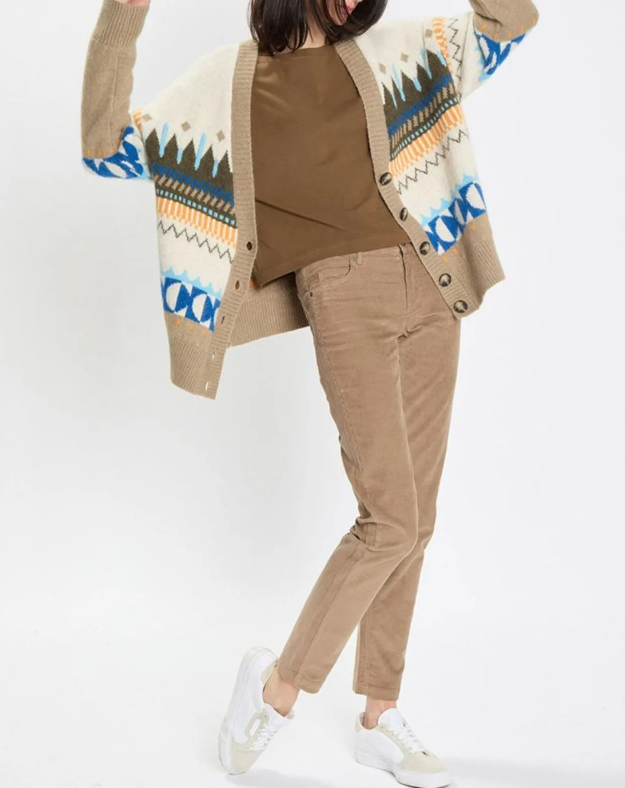 Cardigan en Alpaga, Laine & Cachemire mélangés jacquard graphique multicolore-Marc O'Polo