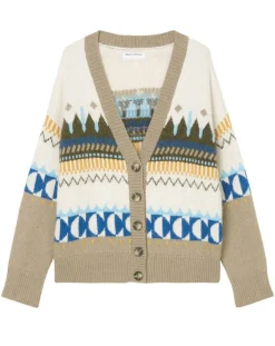 Cardigan en Alpaga, Laine & Cachemire mélangés jacquard graphique multicolore-Marc O'Polo