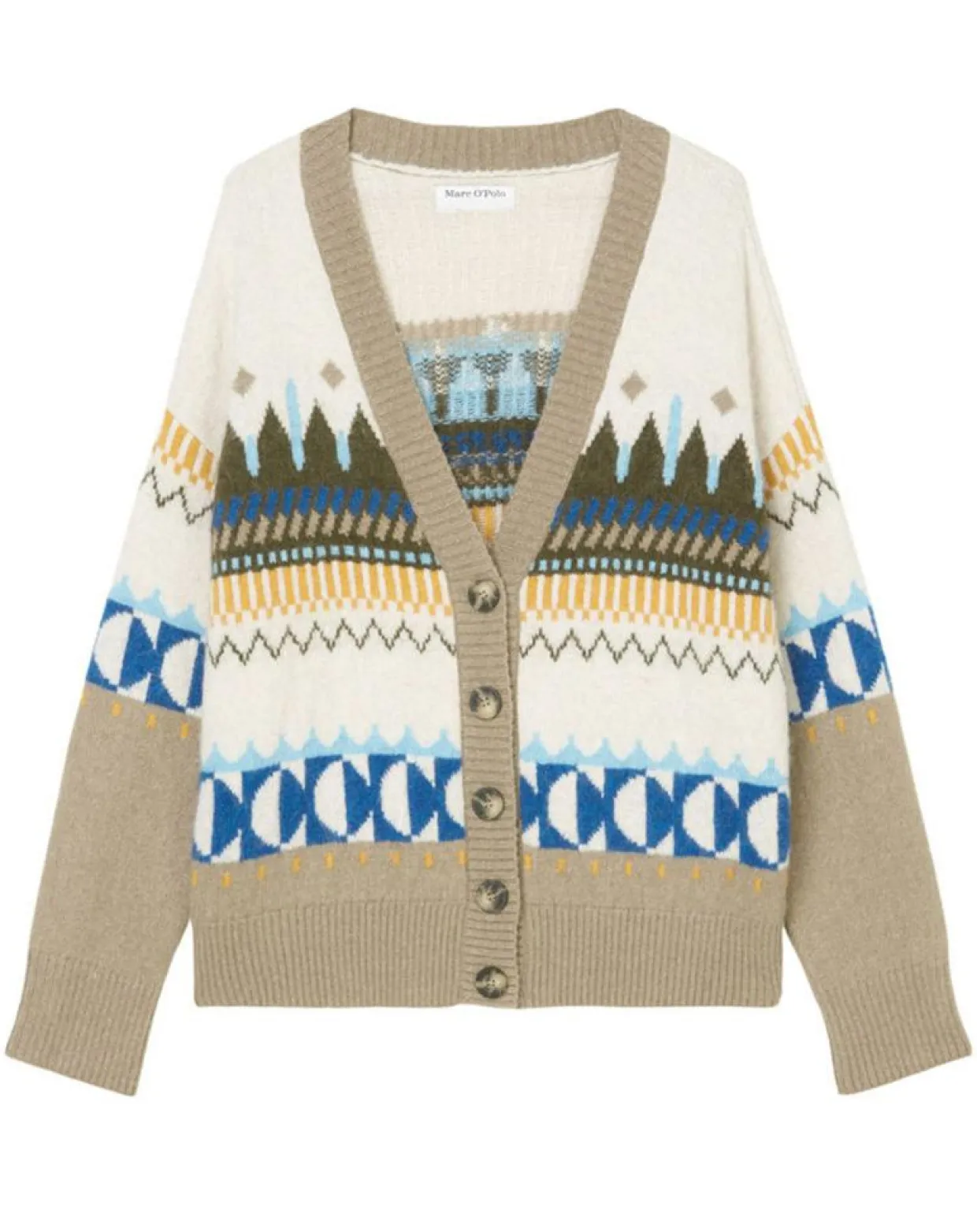 Cardigan en Alpaga, Laine & Cachemire mélangés jacquard graphique multicolore-Marc O'Polo