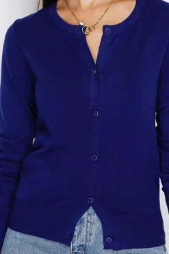Femme Assuili Gilets Et Cardigans^Cardigan en Cachemire mélangé ras de cou bleu nuit