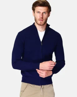 Cardigan en Cachemire mélangé Corentin bleu nuit-C&Jo Outlet