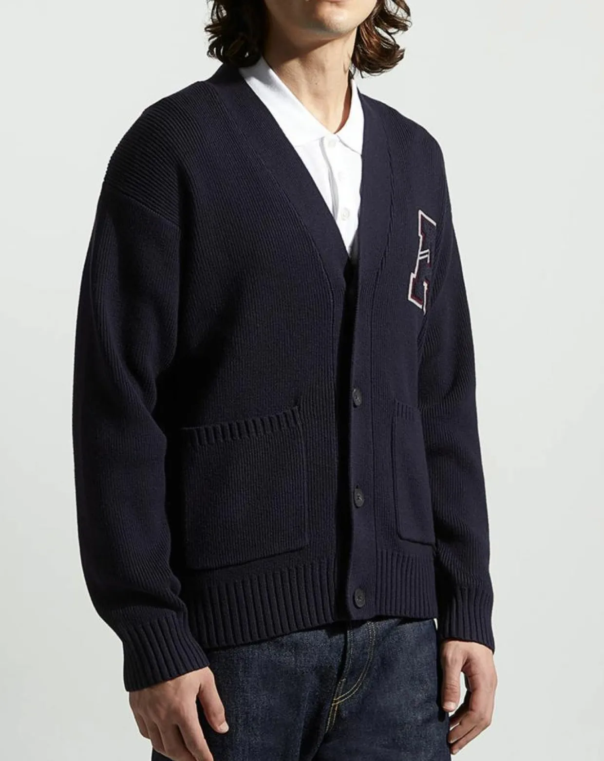 Cardigan en Coton & Laine Fardi varsity bleu marine-Galeries Lafayette Clearance